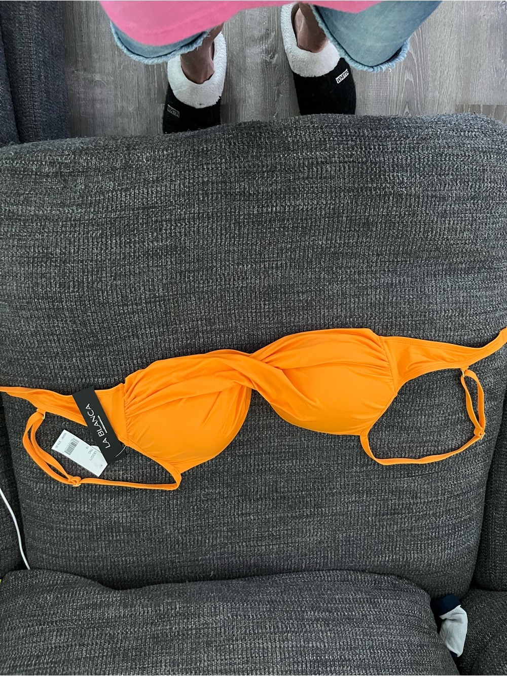 La Blanca Vibrant Orange Twist Swim Top